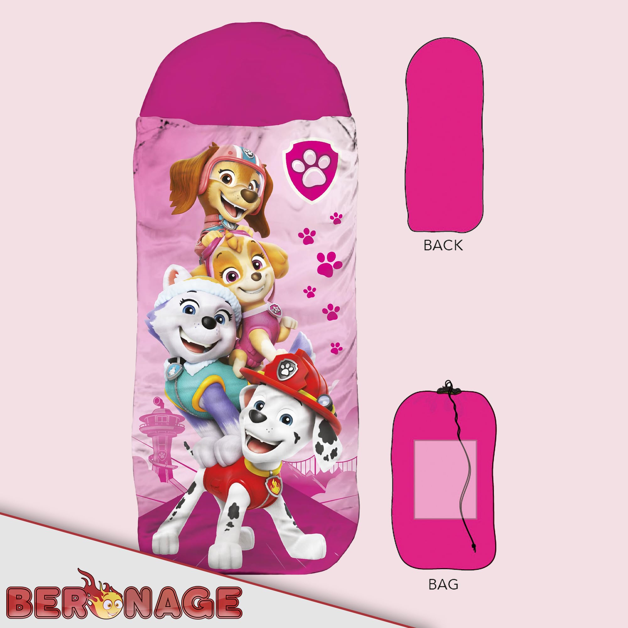 Sac de couchage Pat'Patrouille pour enfant Rose 140 cm – Image 3