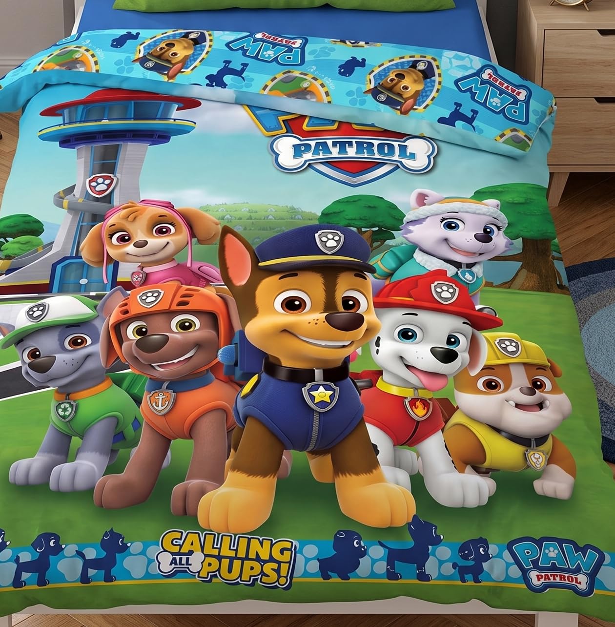 Parure de lit Pat'Patrouille Calling All Pups housse de couette 140x200 cm et taie d'oreiller 65x65 cm – Image 6