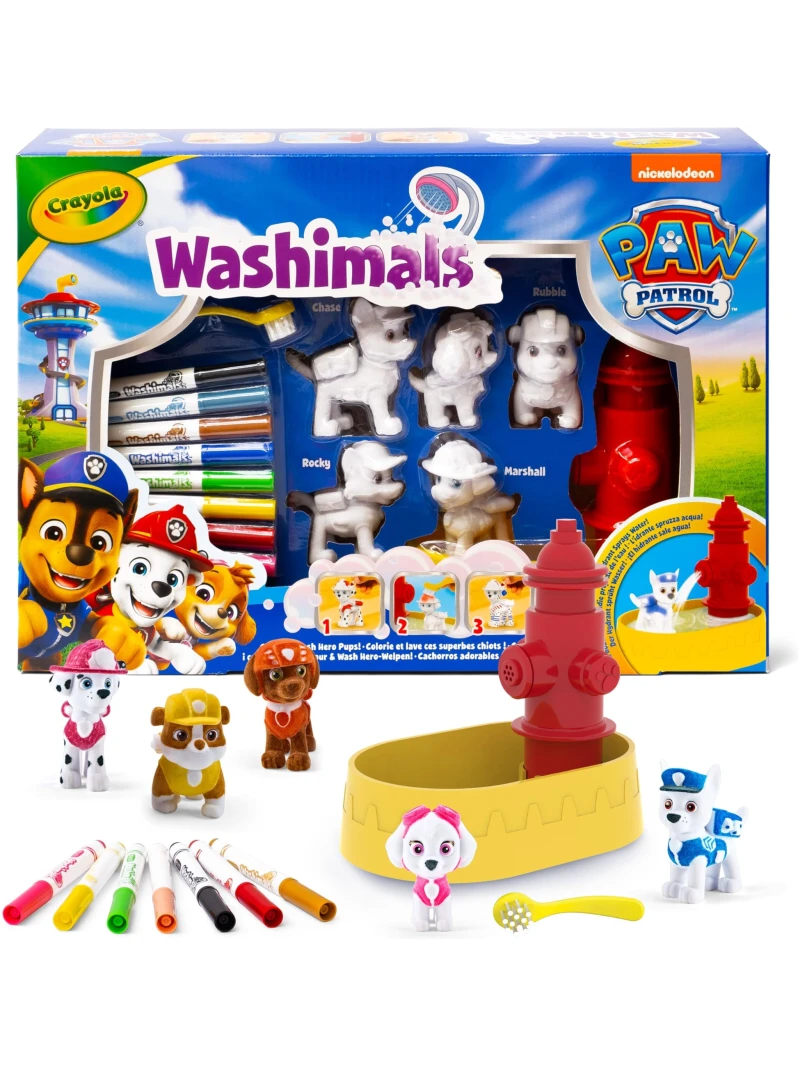 Kit Activité Washimals Pat'Patrouille avec 5 chiots et feutres lavables