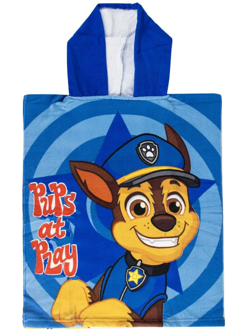 Poncho de Bain Pat'Patrouille Bleu - Serviette à Capuche Enfant 50x115 cm