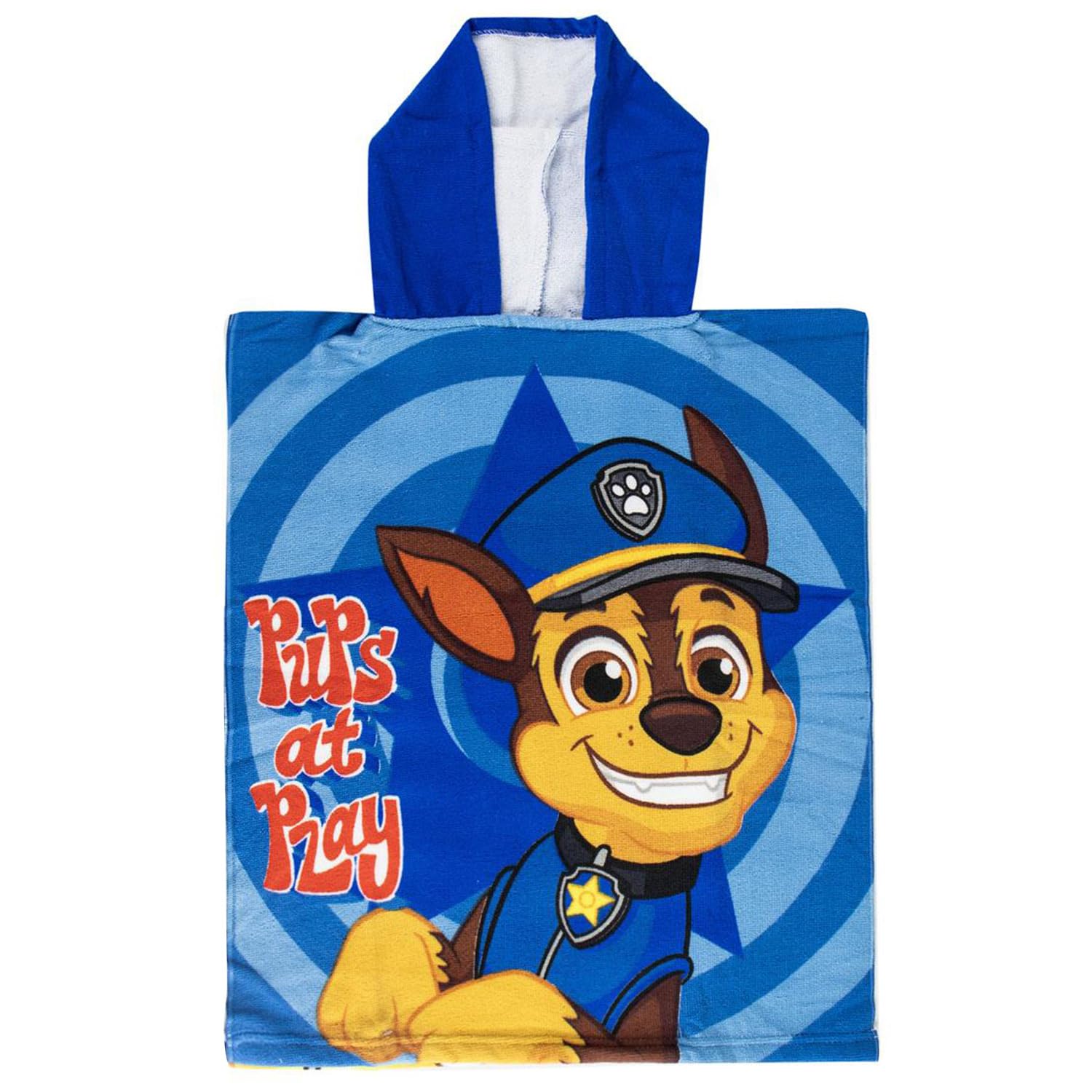 Poncho de Bain Pat'Patrouille Bleu - Serviette à Capuche Enfant 50x115 cm