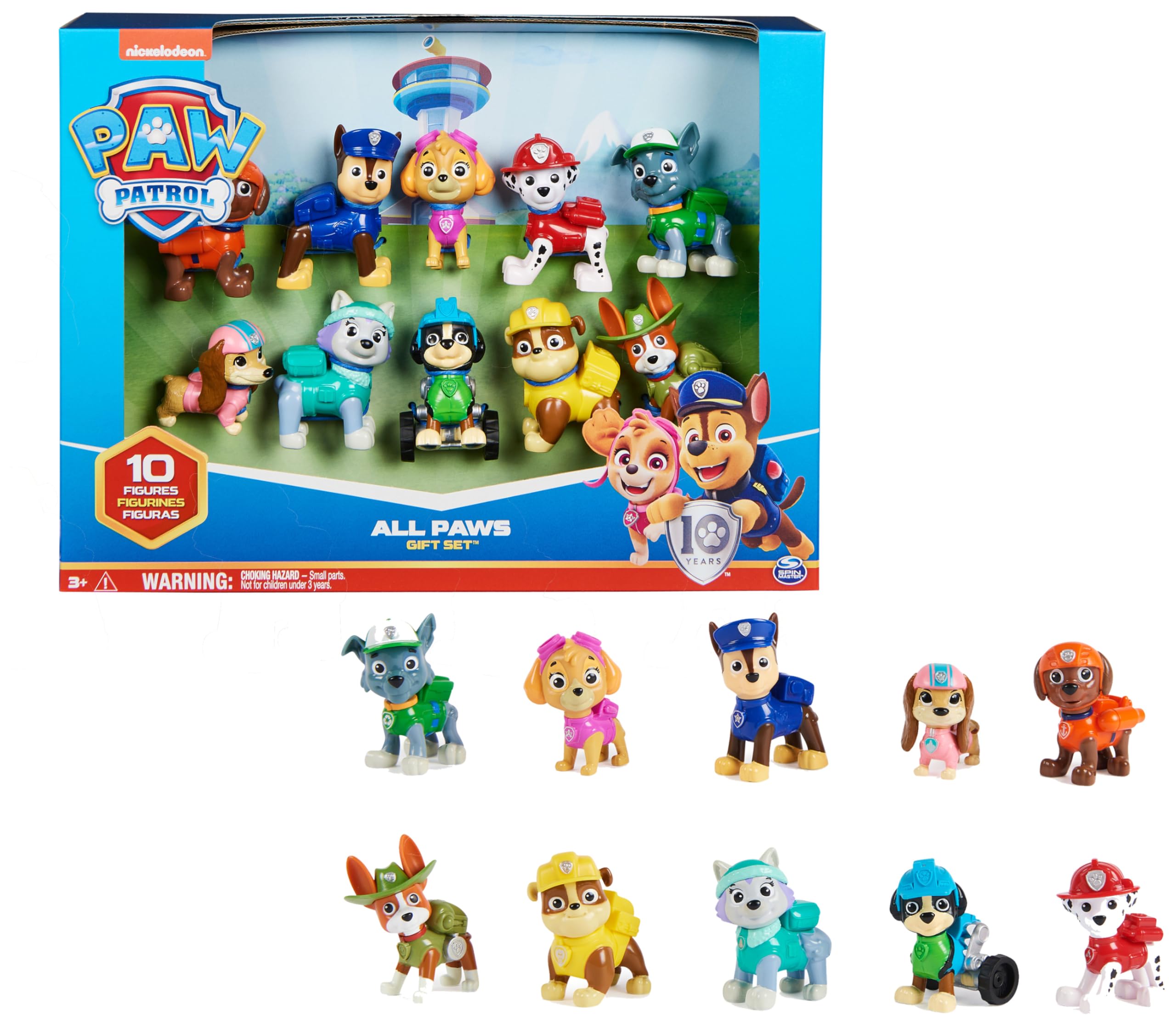 Coffret 10 Figurines Pat'Patrouille 10e Anniversaire Chase Marcus Ruben Stella Zuma