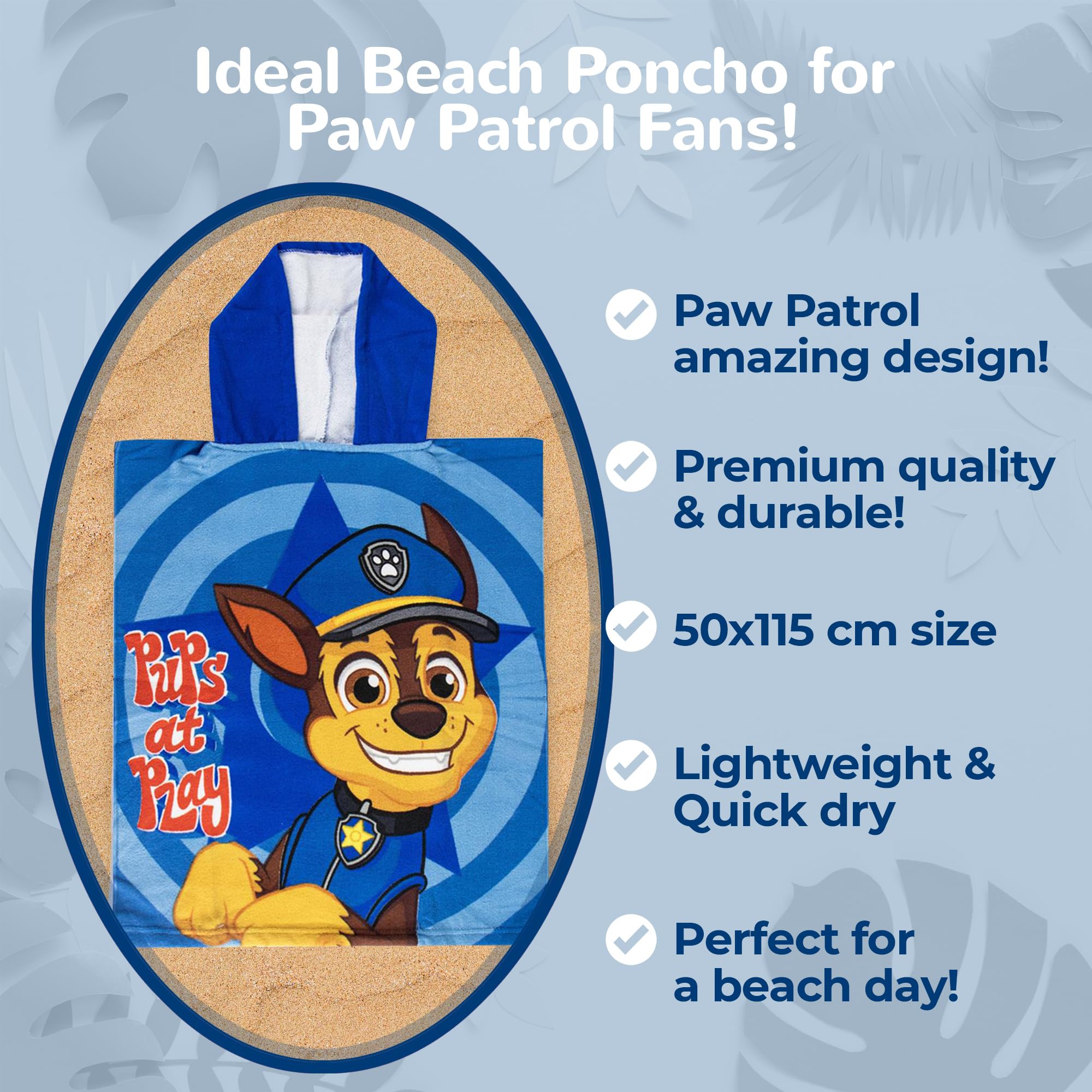 Poncho de Bain Pat'Patrouille Bleu - Serviette à Capuche Enfant 50x115 cm – Image 4