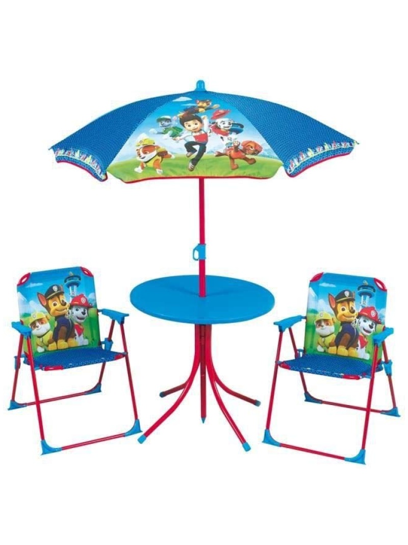 Salon de jardin Pat'Patrouille bleu avec table et chaises pliantes