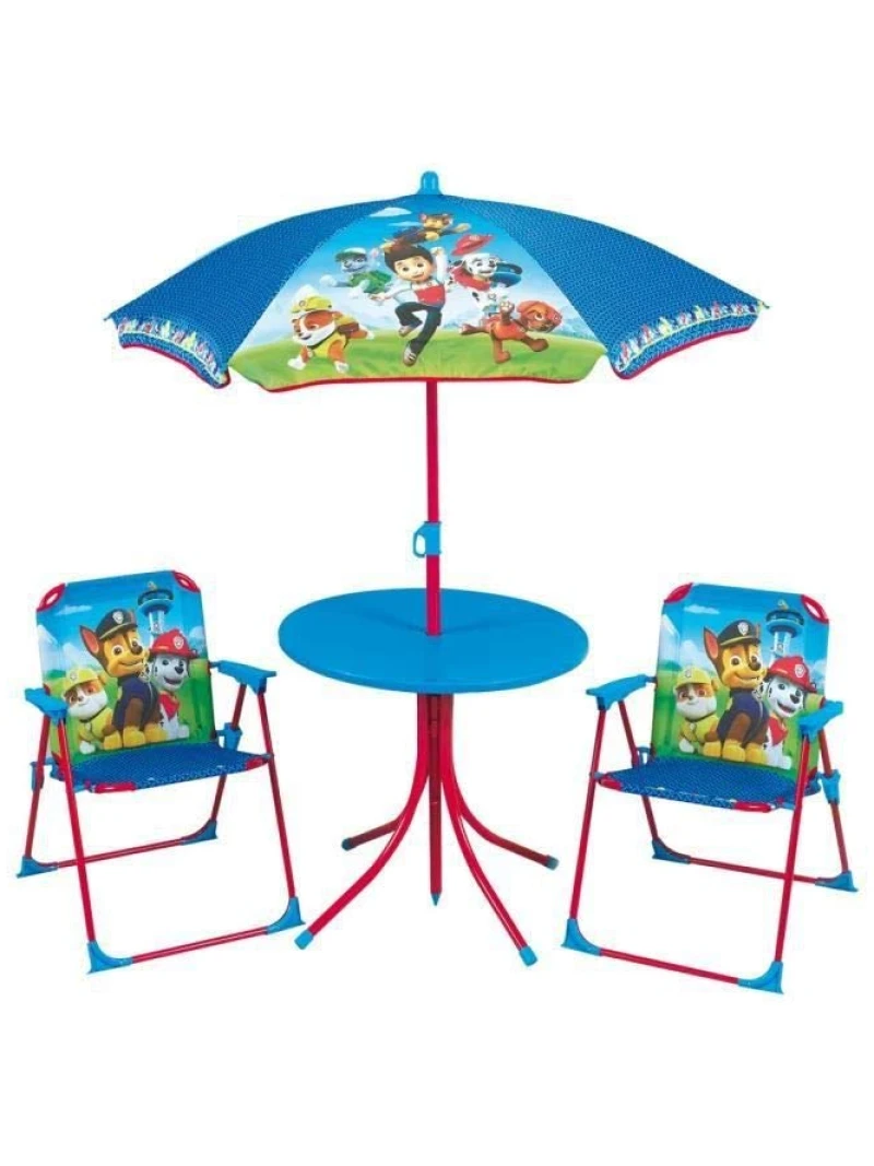 Salon de jardin Pat'Patrouille bleu avec table et chaises pliantes