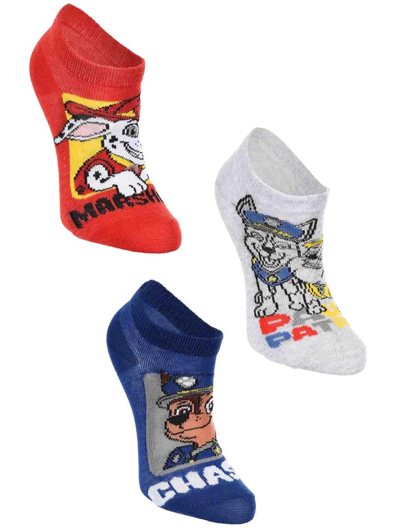 Lot de 3 paires de socquettes Pat'Patrouille Chase Marcus Ruben