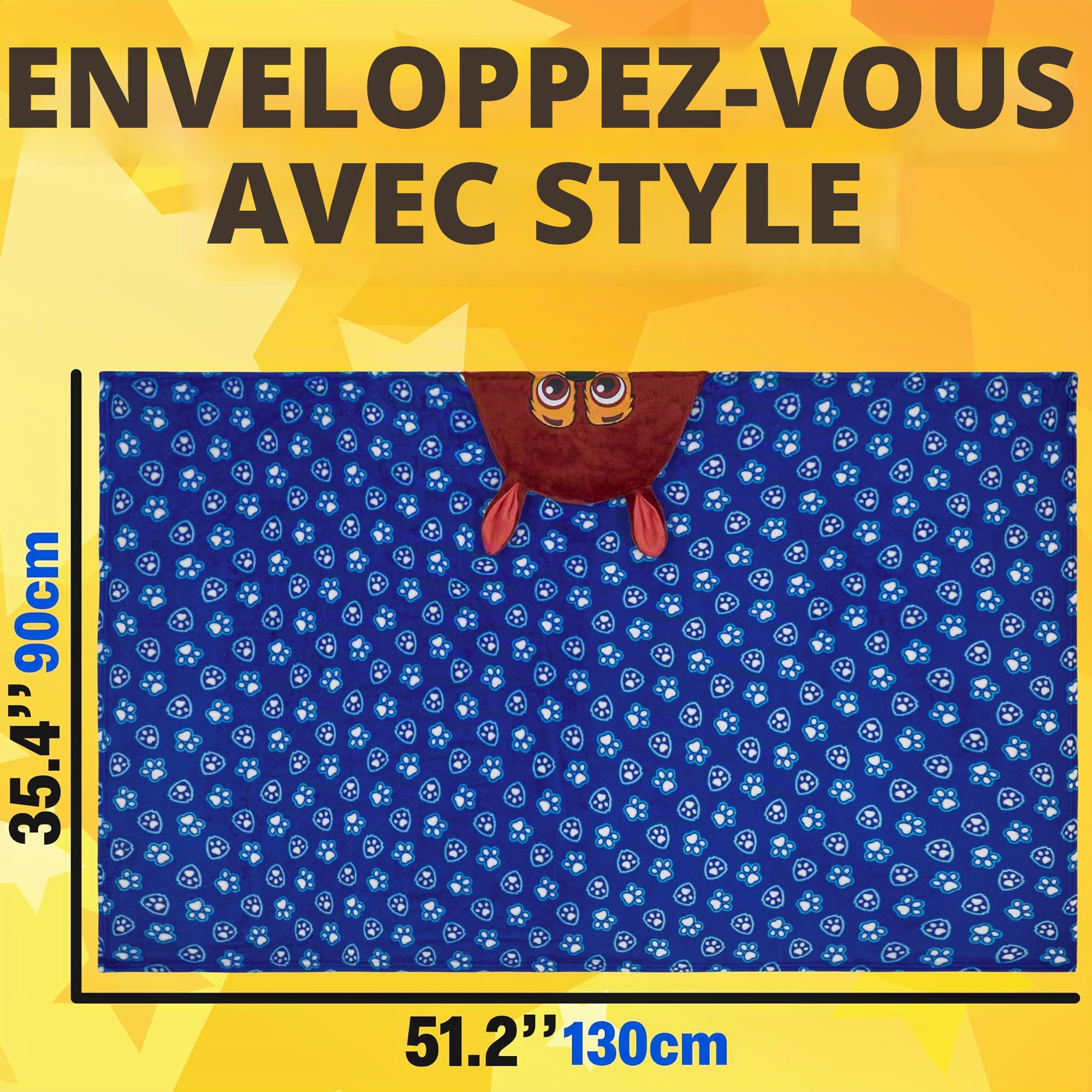 Couverture à Capuche Pat'Patrouille 3D, Poncho Polaire Enfant 130x90 cm – Image 2