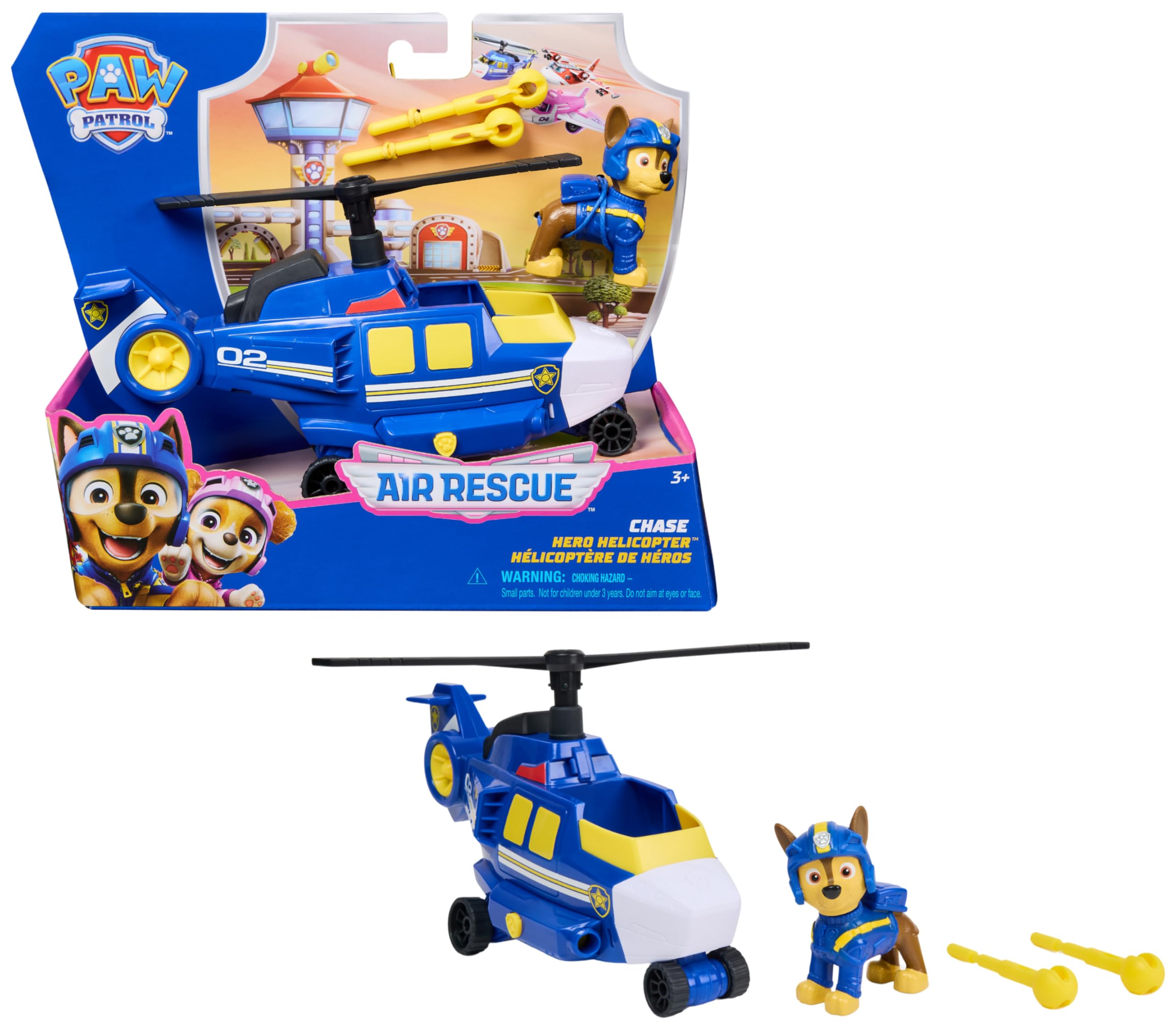 Véhicule Figurine Chase Air Rescue Pat'Patrouille - Voiture à Collectionner avec Projectiles