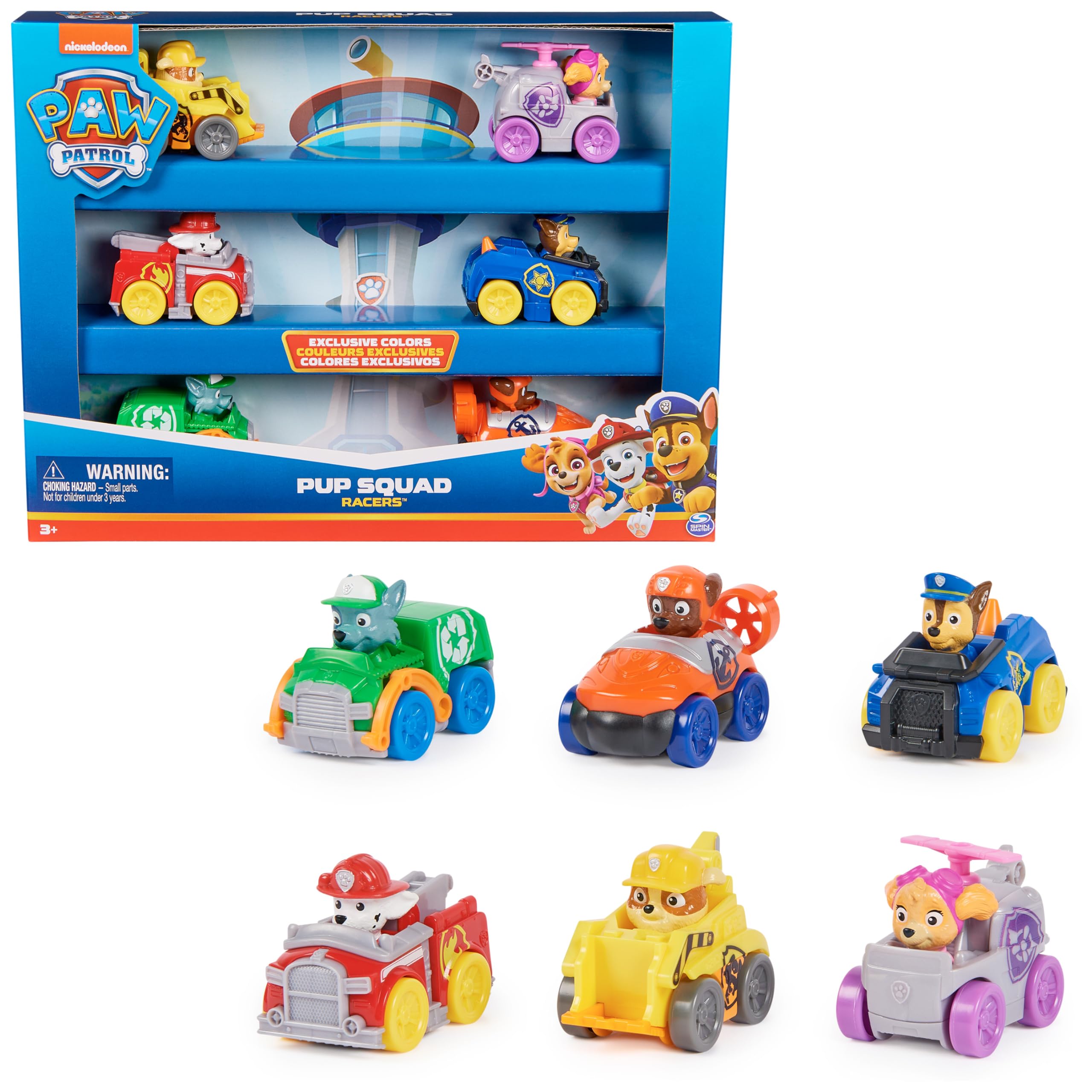 Coffret Cadeau 6 Racers Pup Squad Pat'Patrouille - Voitures Figurines à Collectionner