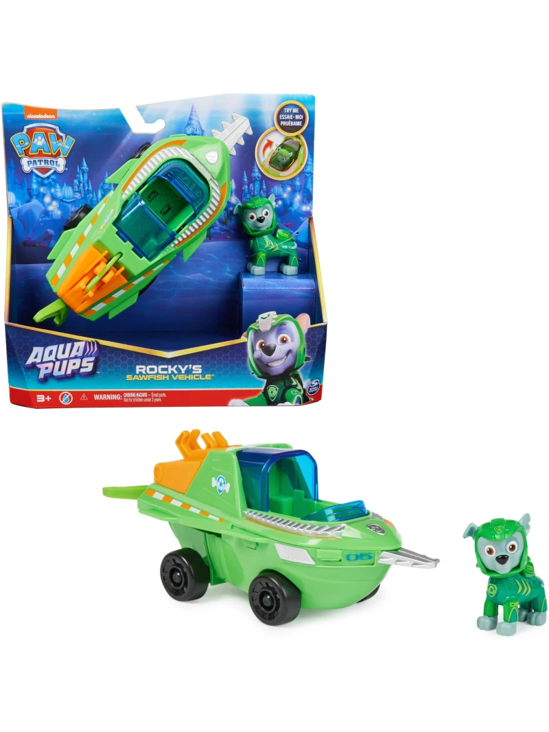 Voiture Aqua Pups Pat'Patrouille Rocky avec Figurine