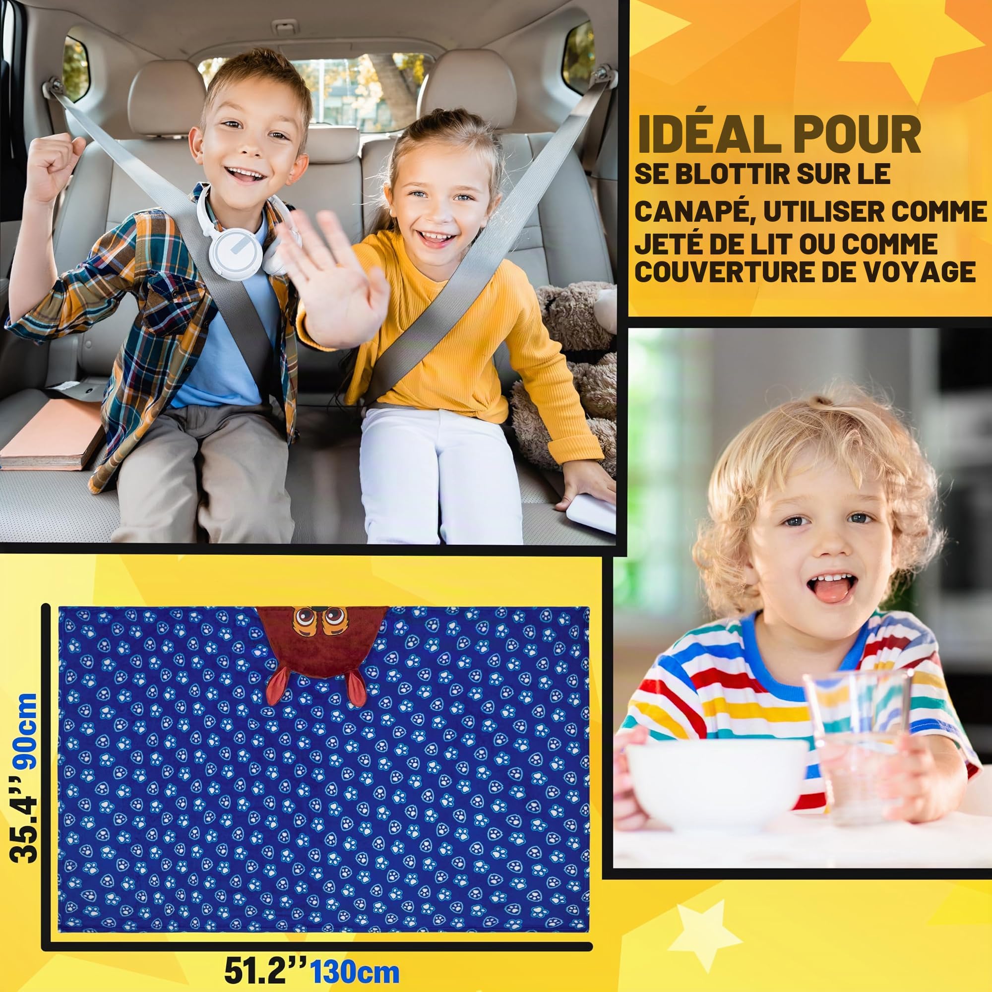 Couverture à Capuche Pat'Patrouille 3D, Poncho Polaire Enfant 130x90 cm – Image 6