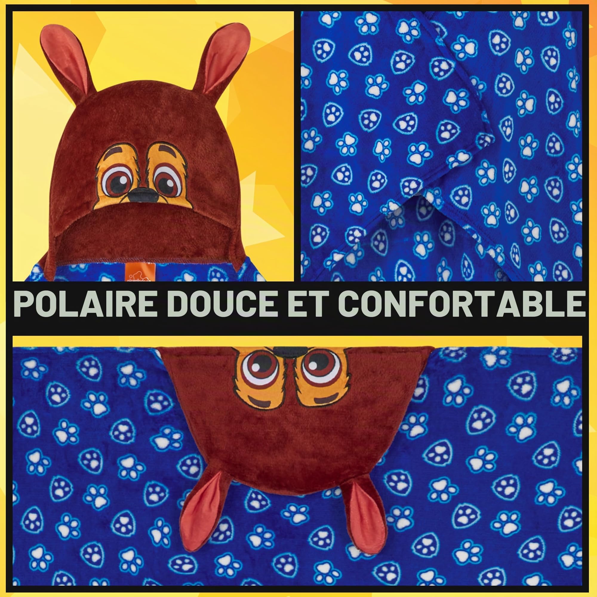 Couverture à Capuche Pat'Patrouille 3D, Poncho Polaire Enfant 130x90 cm – Image 4