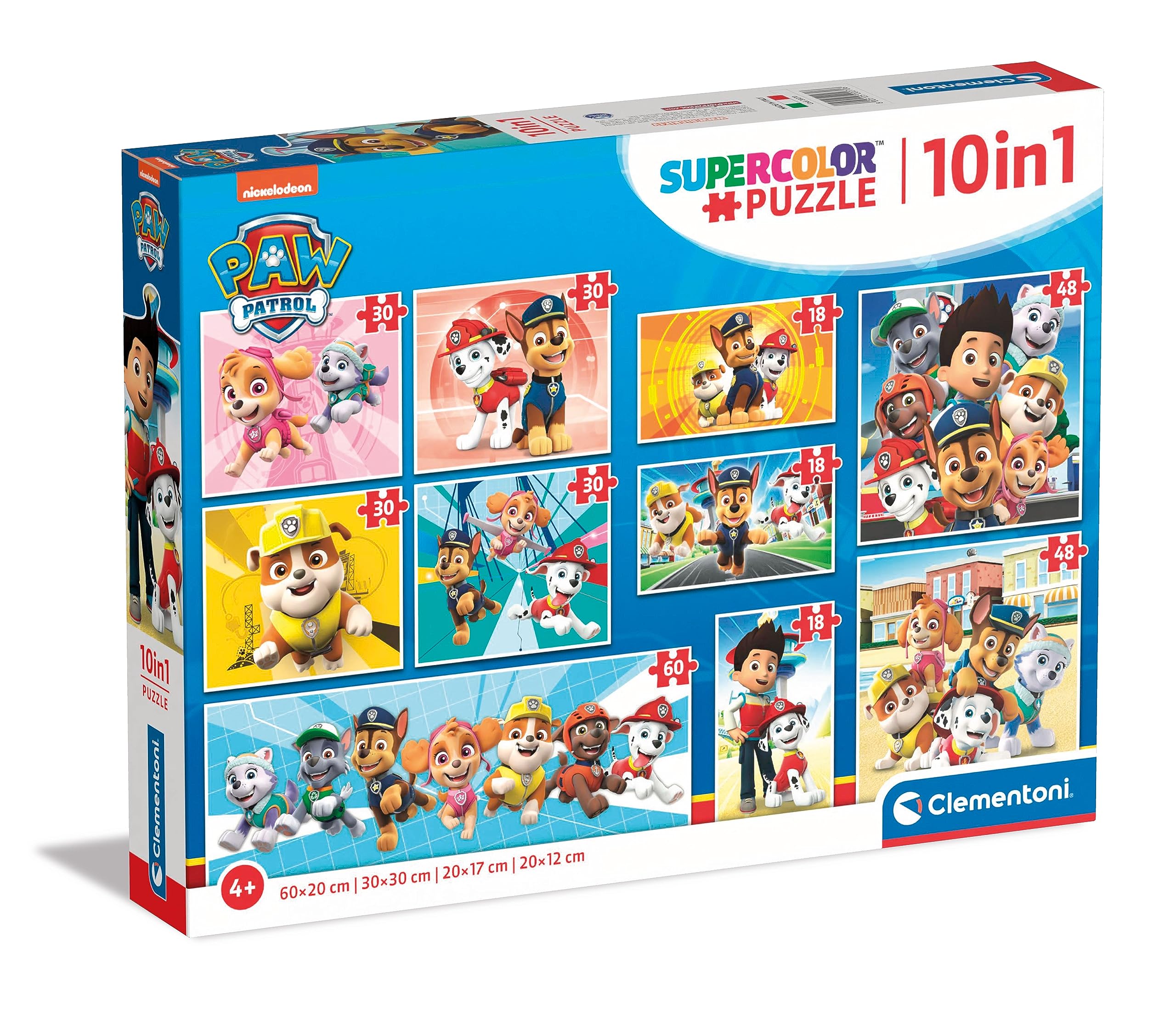 Puzzle 10 en 1 Pat'Patrouille Supercolor 18 à 60 Pièces