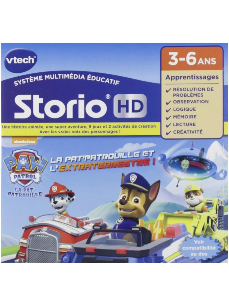 Cartouche VTech Storio Pat'Patrouille, jeux et histoire