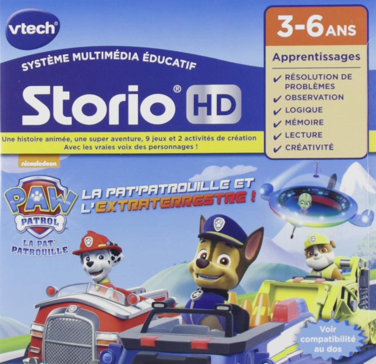 Cartouche VTech Storio Pat'Patrouille, jeux et histoire
